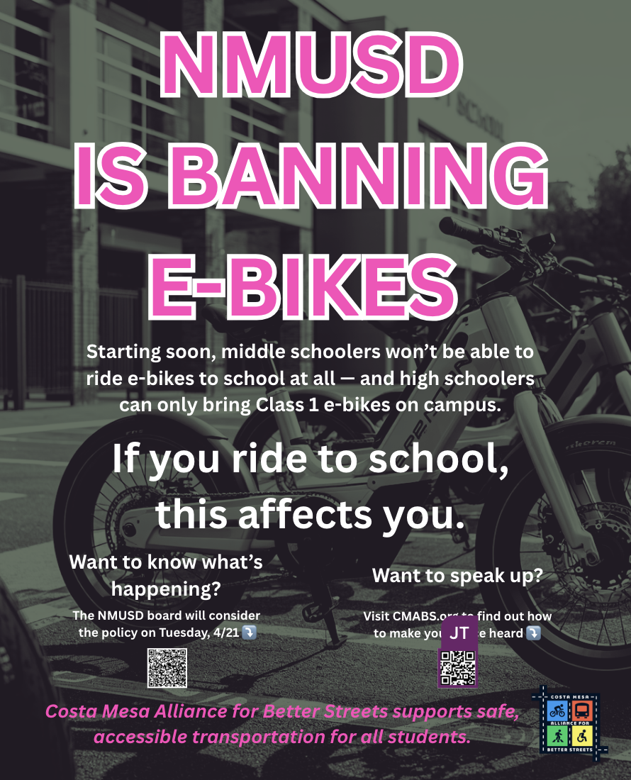 ACTION ALERT! NMUSD Set to Vote on Massive E-Bike and Bicycle Restrictions — Your Voice Needed Now