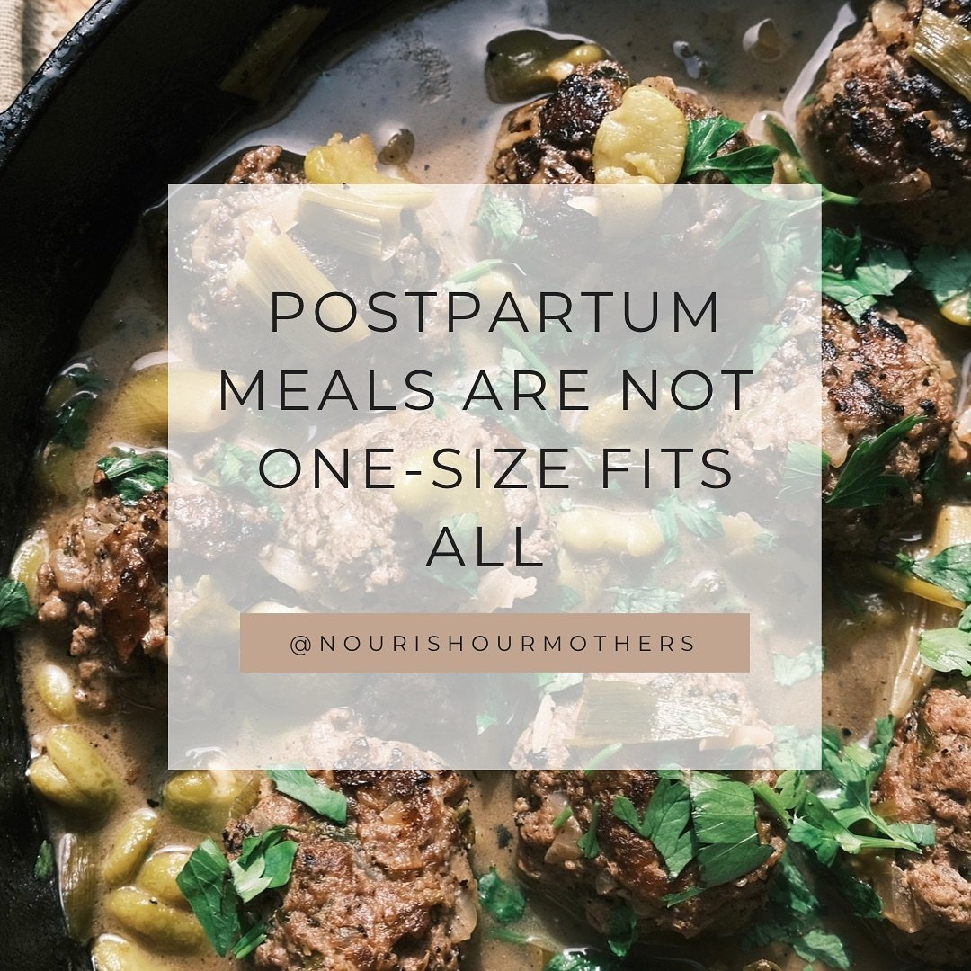 Postpartum meals can look different for each person rather than a one-size-fits-all solution. 

Our individual timelines, cultural backgrounds, and financial situations shape our nourishment needs during this transformative period. 

I like to encour