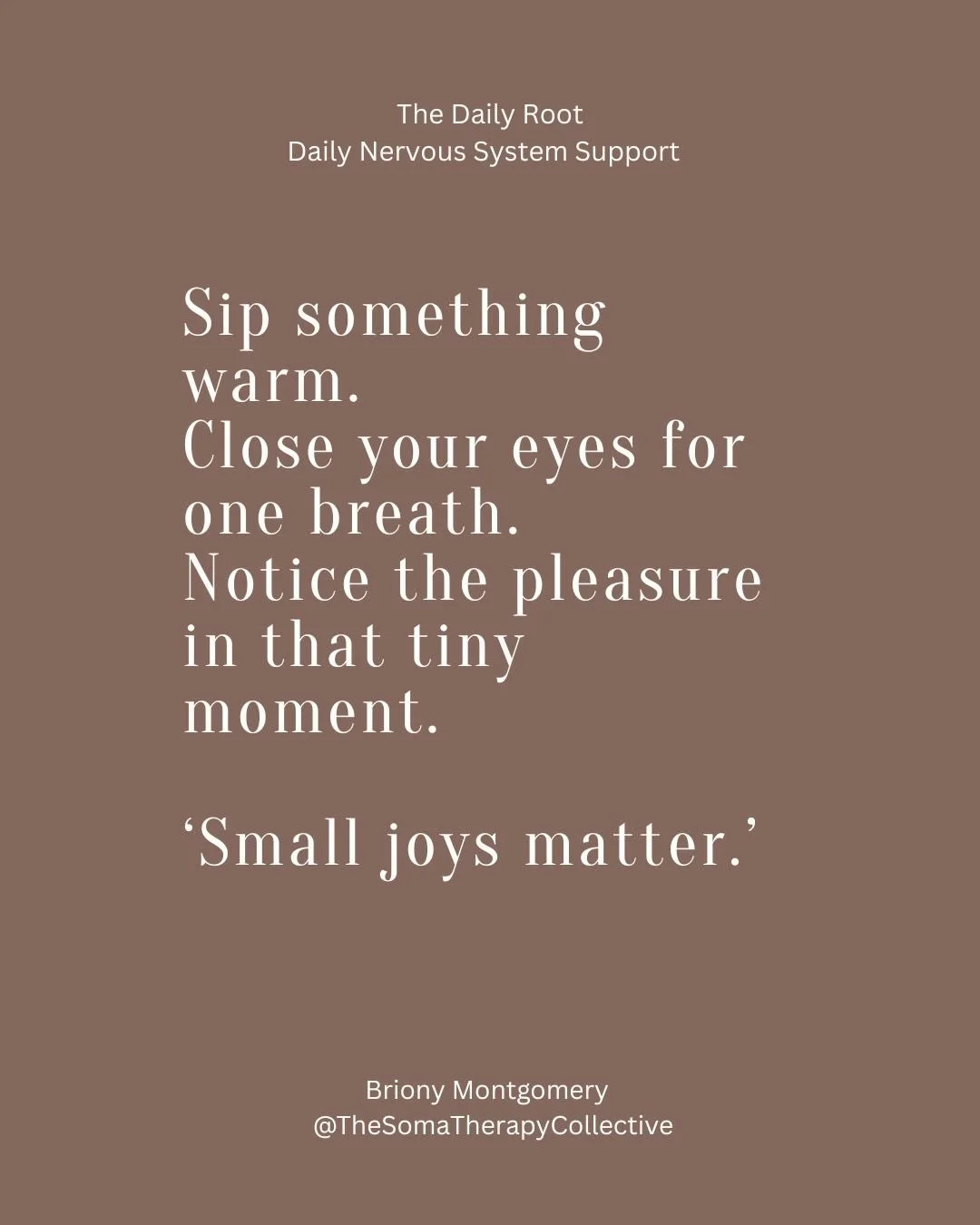 One daily nervous system reminder.
One moment of grounding.
One shift in how you meet the world.

That&rsquo;s The Daily Root.
Subscribe and let your body exhale.
Link in BIO

 #RiseUpWomen #MotherWoundHealing #SomaticTherapy #ReclaimYourPower #Embod