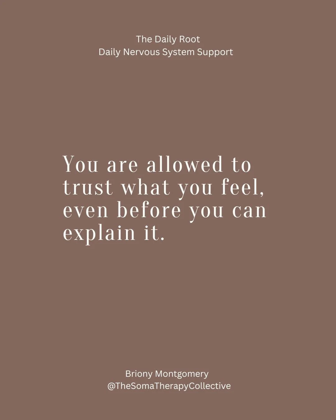 Before the words.
Before the logic.
Before the story.

Your body knows.

In a culture that has trained us - especially as women - to override, to rationalise, to second-guess&hellip; we have been taught not to trust the felt sense.

But the nervous s