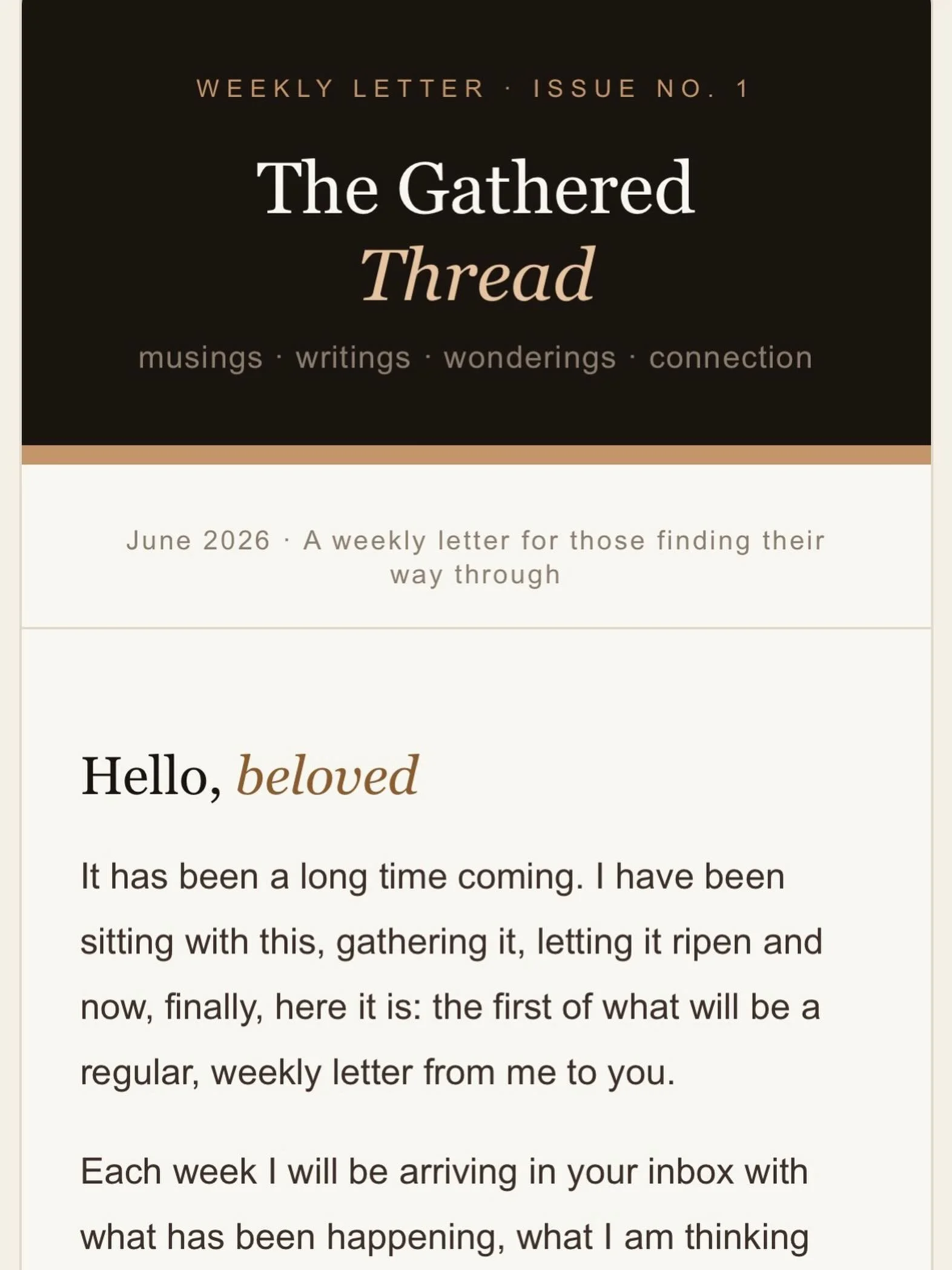 My first of ongoing weekly musings and sharings will be sent today to my growing subscriber list. 

Heading back to my roots and sharing the wonderings, spiritual tools and more specified nervous system support. 

If you&rsquo;d like to receive my we