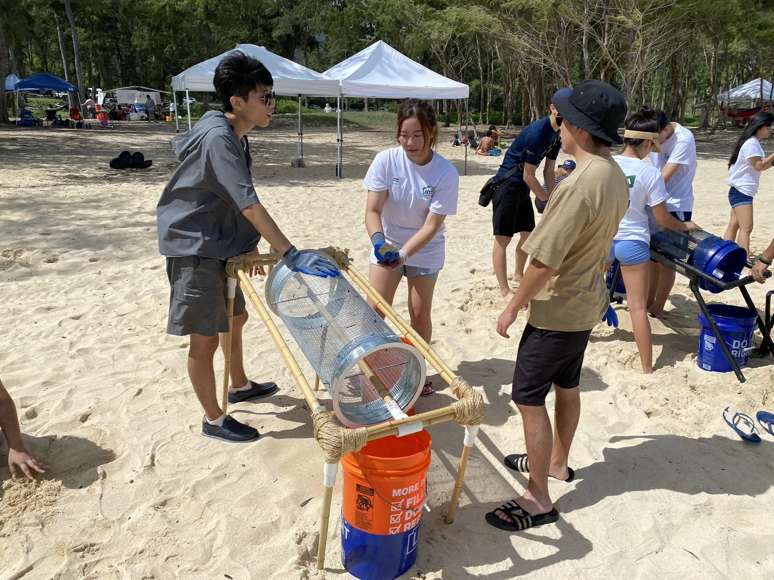 Barrel sifter made from bamboo and AC ducting