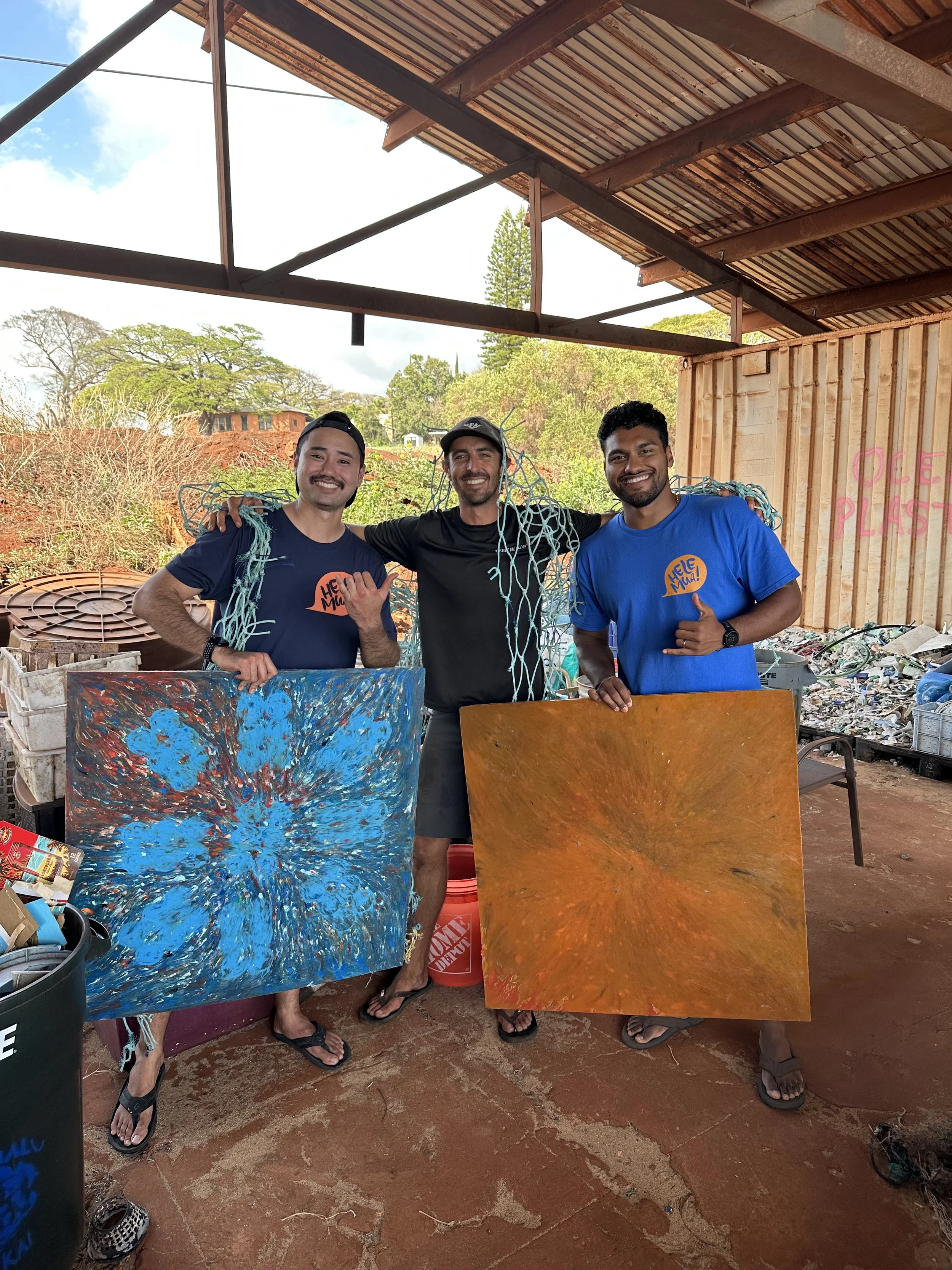 Jared, Tim, and Kanishka at Ho'omalu Ke Kai's Workspace