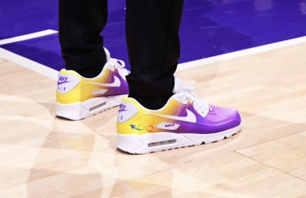 Lakers head coach JJ Redick laces up custom-made Nike sneakers for Autism Acceptance Month