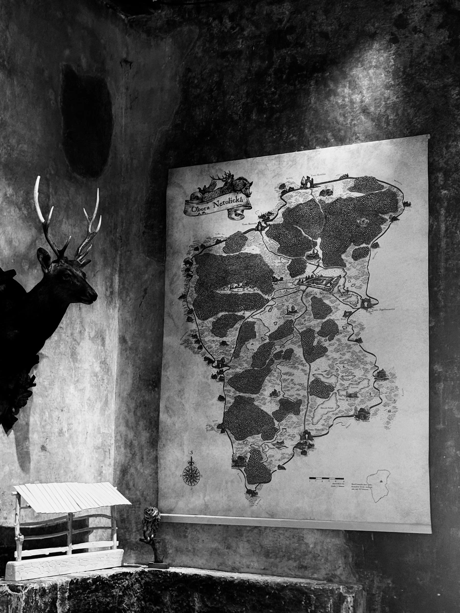 Zámek Kratochvíle - Mapa Netolické obory ve vstupní věži