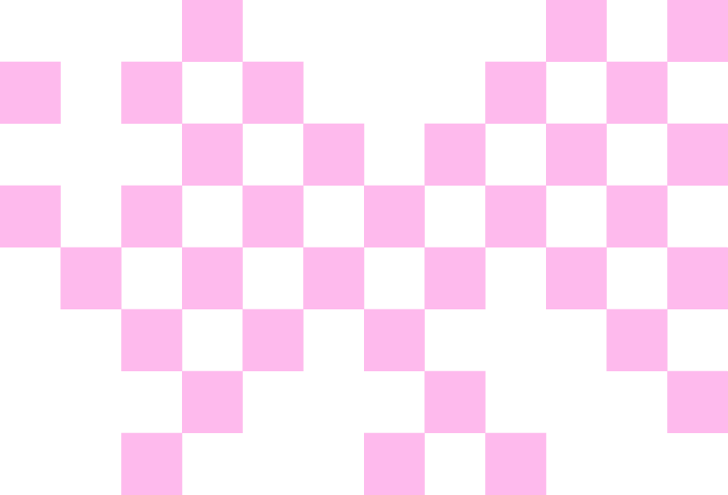 A checkered pattern of pink and dark grey squares arranged in a random pattern.