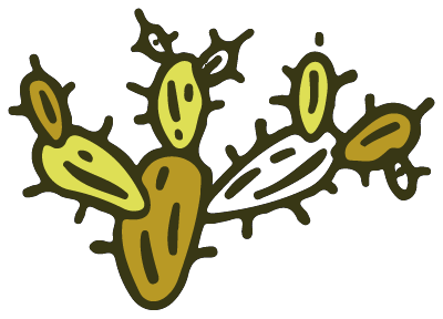 Cartoon illustration of various bacteria or germs with green and brown shapes and black outlines.