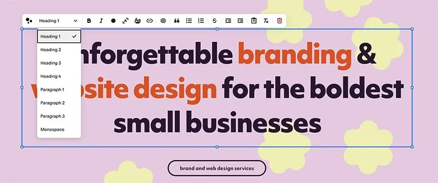 An example of a Squarespace Heading 1 for optimised SEO