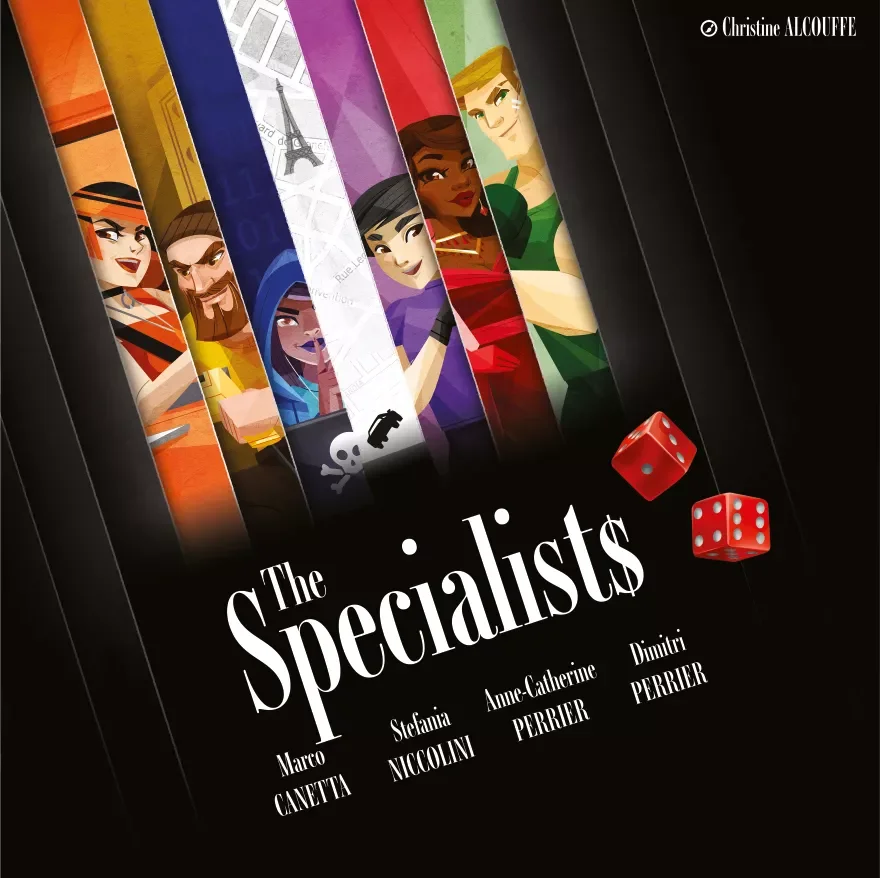 The Specialists — Board Game. €50 Type: Dice drafting, set collection. Players: 1–4. Complexity: Medium. Brief: Draft dice to recruit a skilled crew of criminals and gather equipment to pull off high-stakes heists across the globe. 