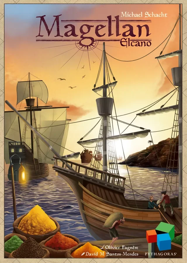 Magellan: Elcano — Board Game   €20

Type: Hand-management, simultaneous bidding, set collection.
Players: 2–5.
Complexity: Very light.
Brief: Bid crew cards to navigate oceans, claim territories, and collect goods to score the most points.
