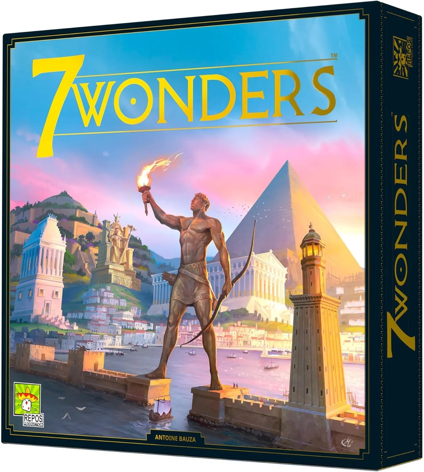 7 Wonders — Board Game. €50 
Type: Strategy, card drafting, set collection. Players: 3-7. 
Complexity: Medium-Light. 
Brief: Guide one of the seven great cities of antiquity through three ancient eras. Draft cards to construct architectural wonders, 