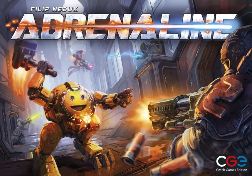 Adrenalin - Boardgame.  €50
Type: Tactical FPS-style, action point system, arena combat.
Players: 3–5.
Complexity: Medium.
Brief: Shoot other players in a futuristic arena, collect ammo and weapons, and gain speed as you take damage.