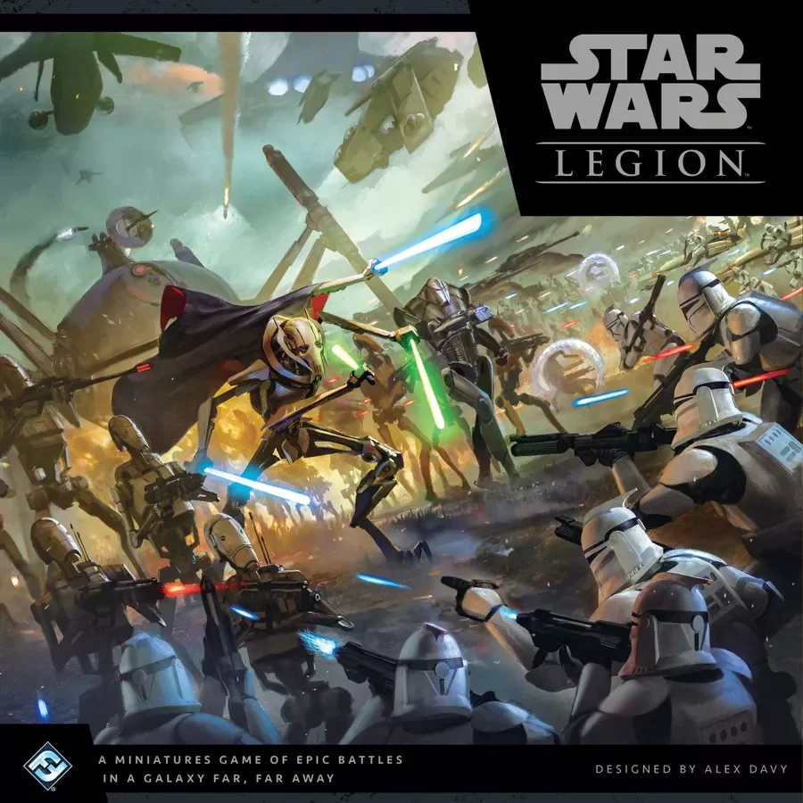 Star Wars Legions, Clone Wars - Boardgame.    €140 Type: Miniatures wargame, tactical combat, dice rolling.
Players: 2.
Complexity: Medium‑high.
Brief: Command Republic clone troopers or Separatist droids, deploy iconic heroes like Obi‑Wan and Grievo
