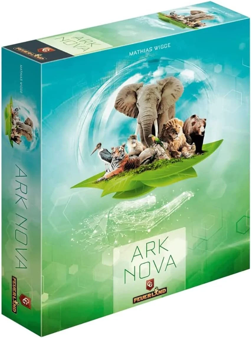 Ark Nova — Board Game. €75 T
ype: Strategy, tile placement, hand management. Players: 1-4. 
Complexity: Medium to Heavy. 
Brief: Plan and design a modern, scientifically managed zoo. Build custom enclosures, house exotic animals, and support global c