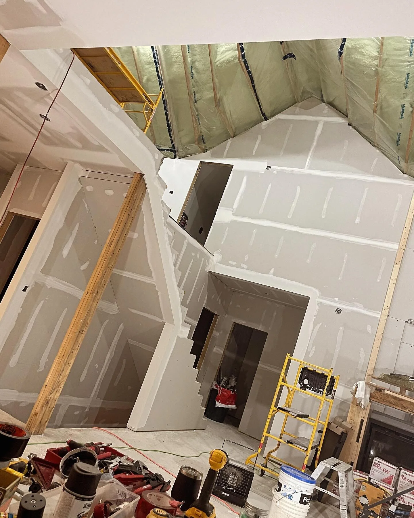 Drywall is done mudding and taping should be done this week and painting will be getting done next week. #painting #drywall #construction #renovation #newbuild #generalcontractor #contracting #haliburton #kennissislake #three17constructioninc #three1