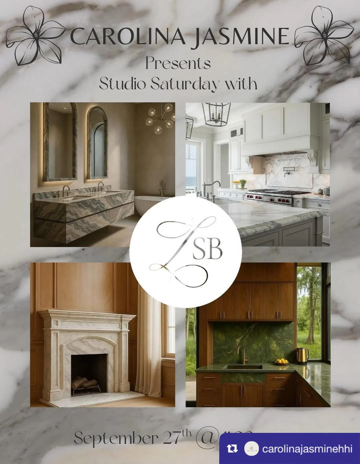 from @carolinajasminehhi: We are so excited to host @lowcountrystoneboutique this Saturday❕Make sure to stop by and learn about all the products and services they have to offer while enjoying light refreshments and home shopping🛍️ 
.
.
#interiordesi