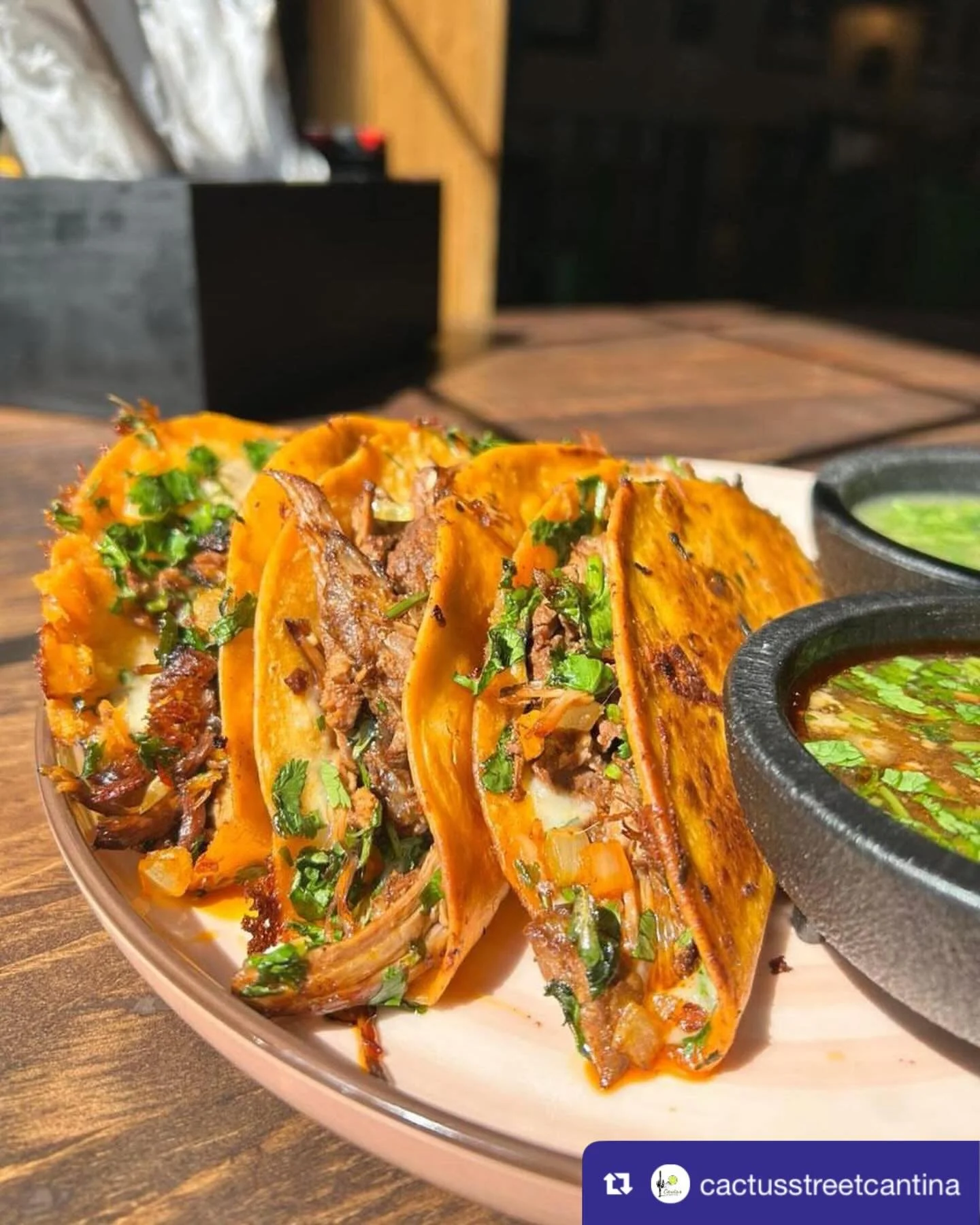 from @cactusstreetcantina: 🌟✨ Make Mondays Cool Again! ✨🌟 

Who says Mondays can&rsquo;t be fun? We&rsquo;re flipping the script with our epic Birria Tacos special! 🎉🔥 Dive into these savory delights and turn your Monday blues into taco hues! 

W