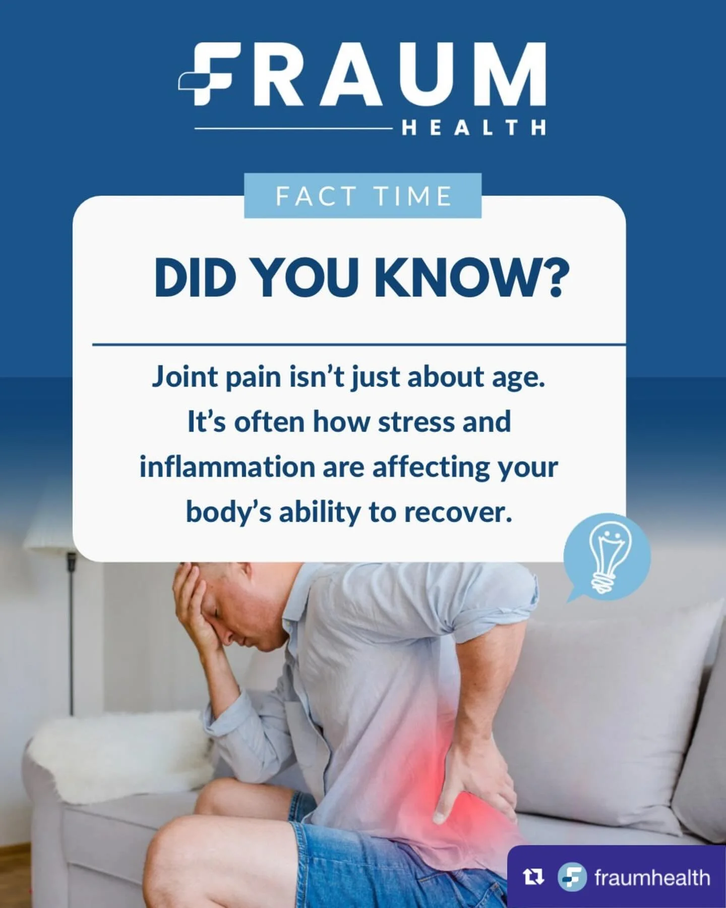 from @fraumhealth: Most people assume joint pain is just part of getting older.

And while getting older is inevitable&hellip; feeling old doesn&rsquo;t have to be.

In many cases, it&rsquo;s not just age&mdash;it&rsquo;s how your body is responding 