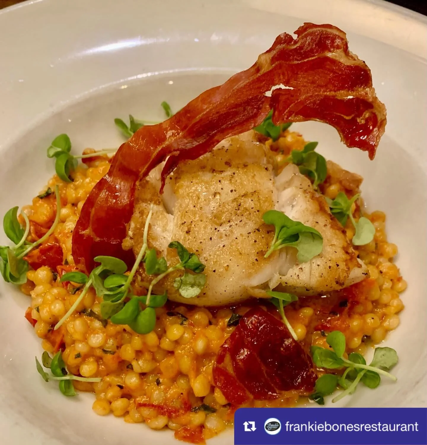 from @frankiebonesrestaurant: Tonight&rsquo;s Feature 🐟
Our golden Tilefish is the star of the evening at Frankie Bones! Delicately flaky, mildly sweet, and perfectly prepared by our chefs, this is a seafood lover&rsquo;s dream you don&rsquo;t want 