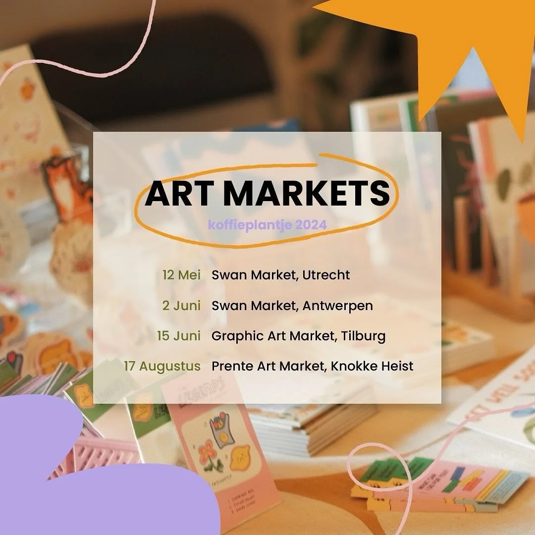 This are the art markets that are confirmed for this year where I will be attending! I will update this post when more are confirmed. Very excited for these markets and already looking forward to seeing all of you there! 

#market #artmarket #artist 