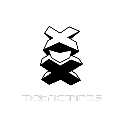 Logo featuring an abstract design with three overlapping X shapes and the text "metricminds" below.