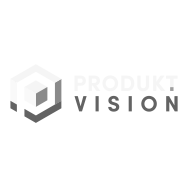 Logo of Produkt Vision featuring a hexagonal design with a cube and text
