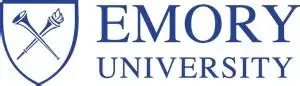 Emory University logo with a shield featuring a torch and arrows