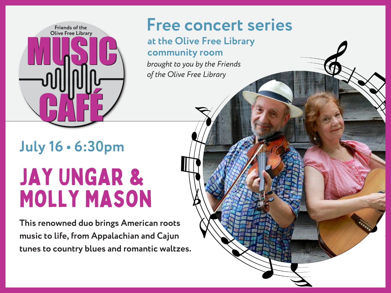 Music Cafe: Jay Unger &amp; Molly Mason