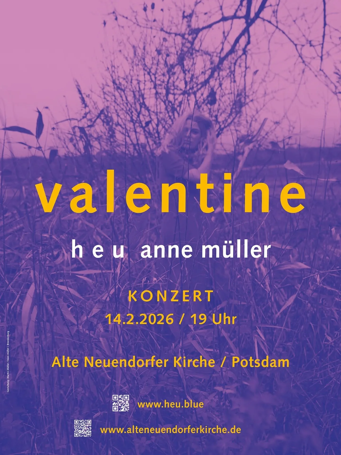 🦋 Ein erster Vorgucker in das kommende Jahr 🌈 Zum Valentinstag spiele ich wieder an einem sehr besonderen Ort, der Alten Neuendorfer Kirche in Potsdam Babelsberg. Freu mich auf Euch!&nbsp;Knutschen erlaubt! Bis gleich in 2026

Fotografie und Gestal