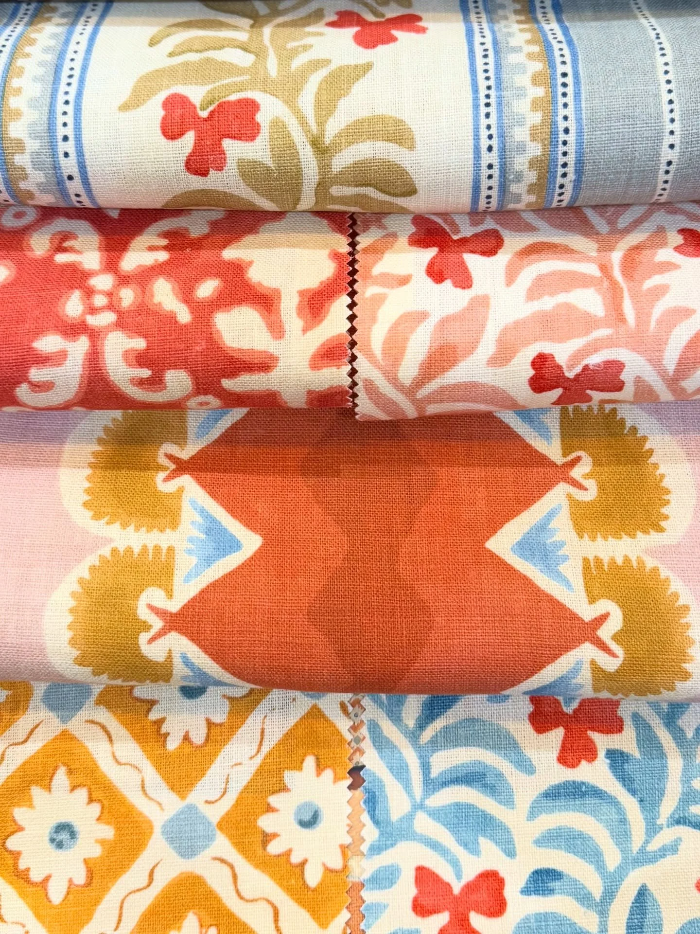 Meet the newest addition to our fabric library, &lsquo;Maru&rsquo; by @linwood_fabric 🧡🌀✨

We have all fallen in love with this book in the studio, thanks to the abundance of vivid colours and enchanting prints, with a painterly stroke that keeps t