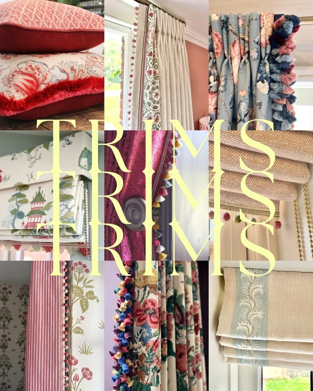 🪡🌷💫 Trims Trims Trims 💫🌷🪡

From braids and bullions to brush fringes and borders, trims are the gift that keeps on giving when it comes to personalising your soft furnishings. Whether you go bright and bold or soft and subtle - they add that pe