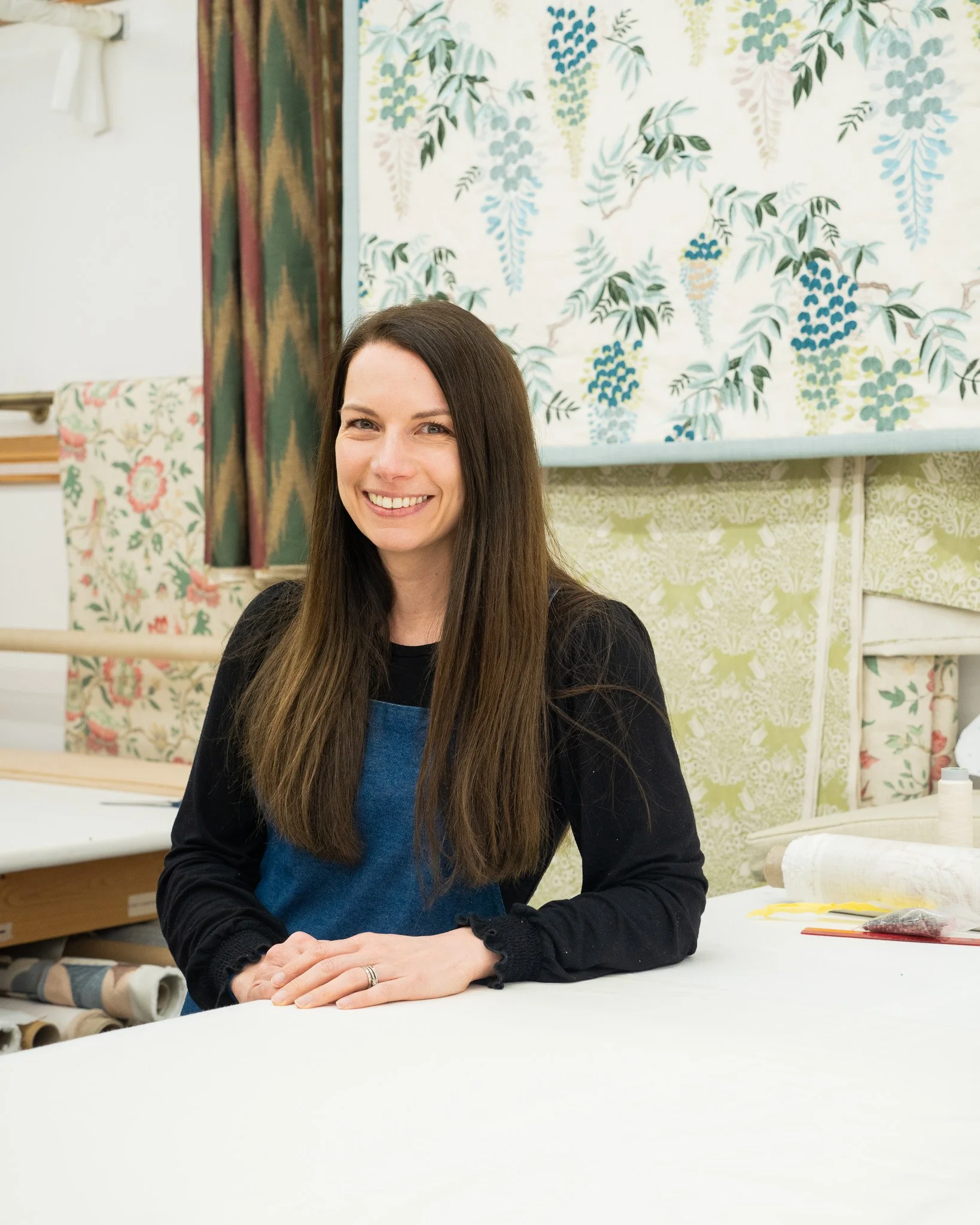 Gemma Radley – alented seamstress and cornerstone of the Lisa Dawson Interiors workroom.
