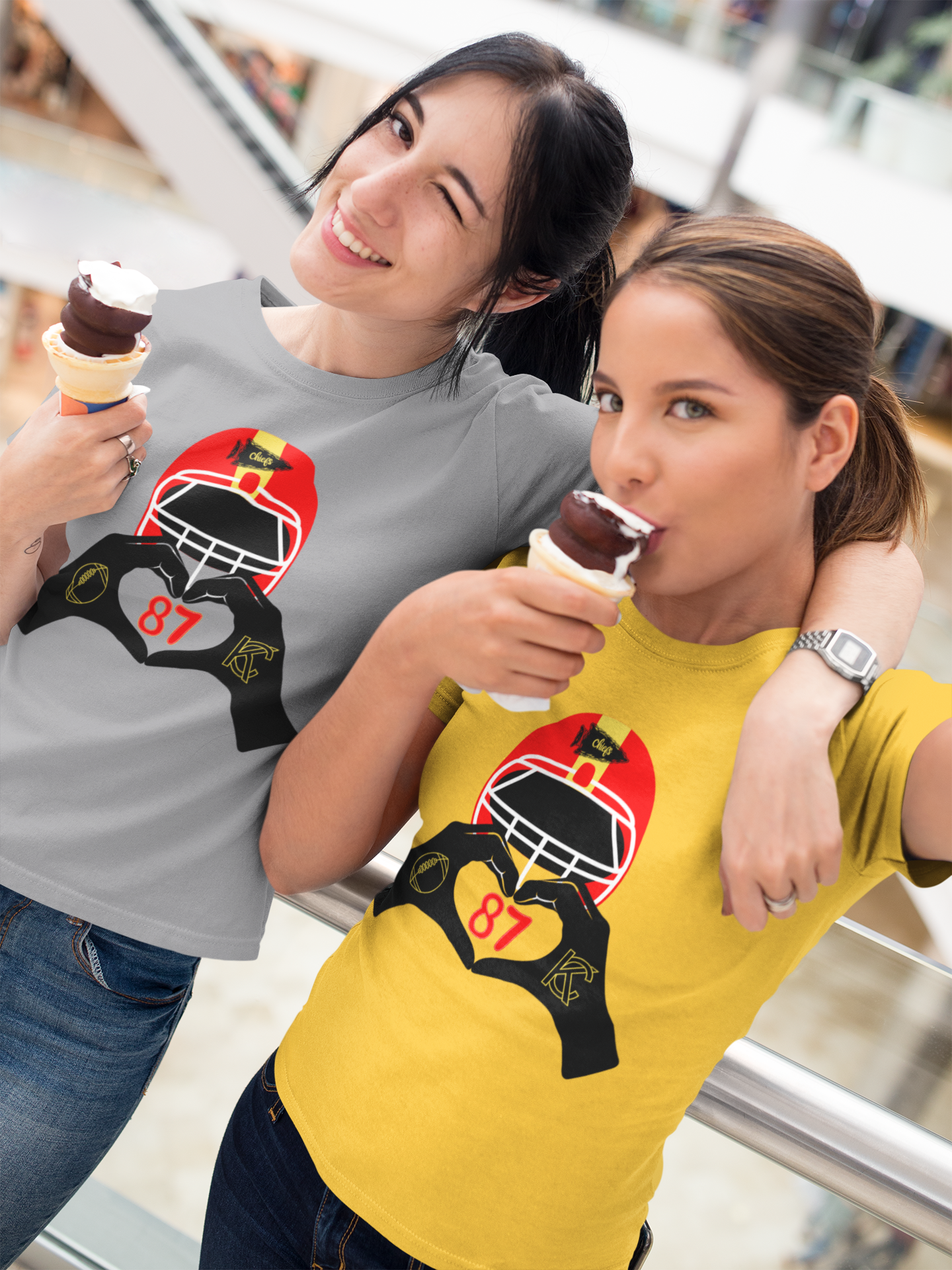 selfie-of-two-girls-wearing-round-neck-tees-mockup-while-having-ice-cream-a16915.png