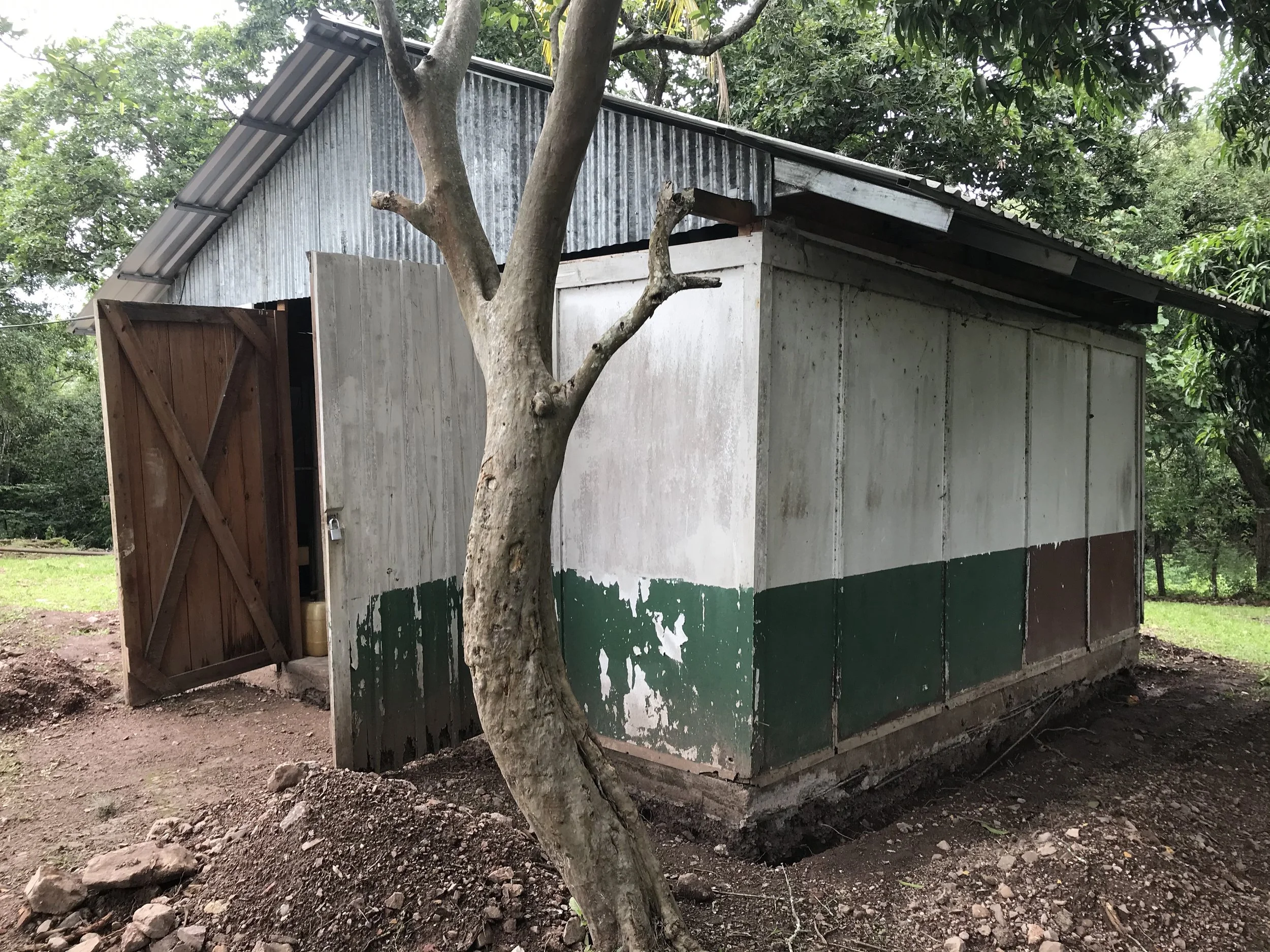 With this storage we need to pour a foundation around and lay the cinder block on the outside.