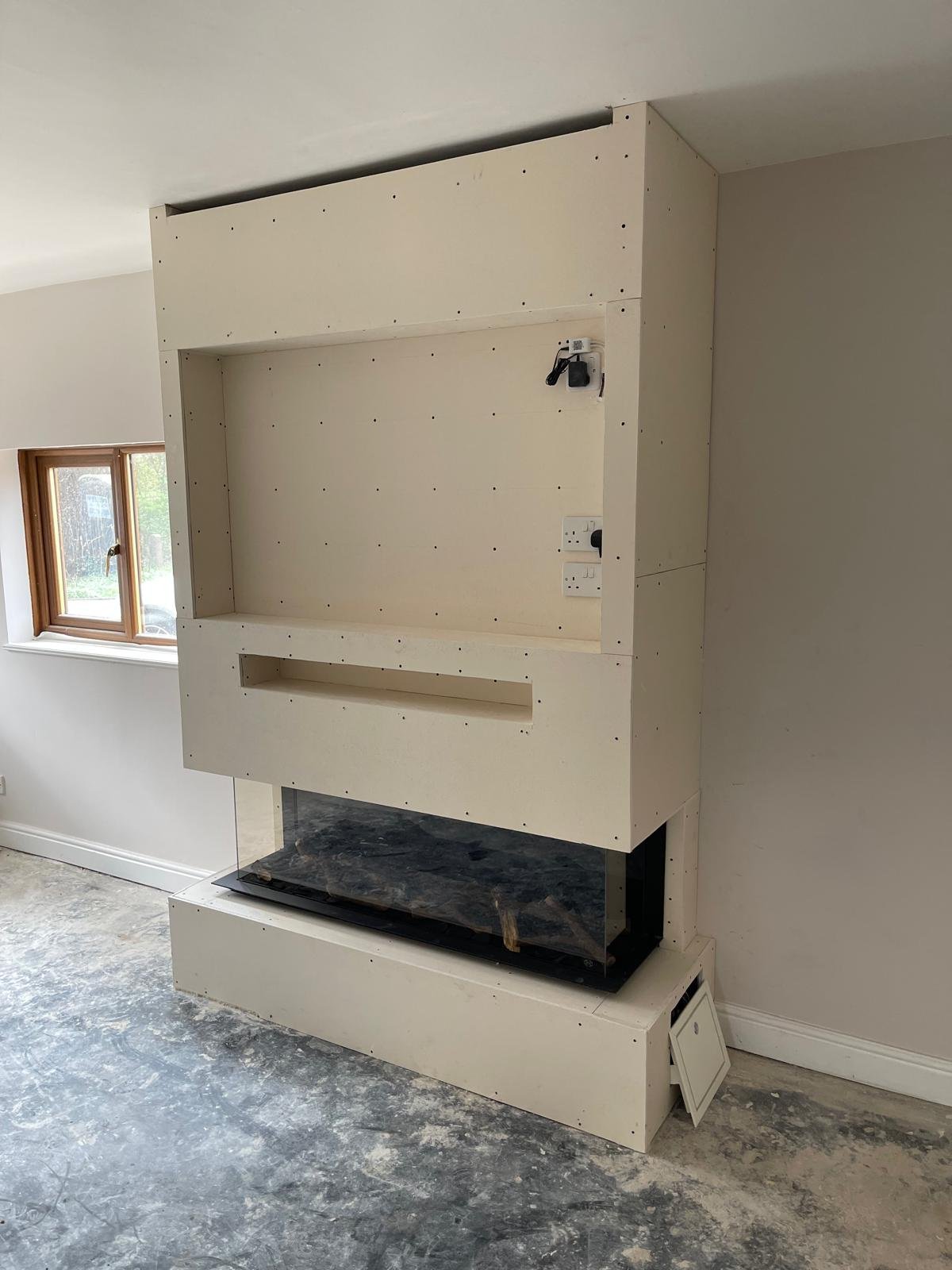 new show fireplace in progress