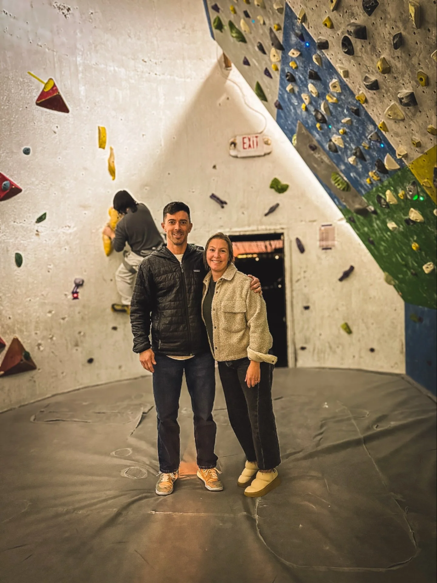 What&rsquo;s up y&rsquo;all 👋 Bloc owners Evan &amp; Mariah here! This photo is of us in the bouldering room at The Silos last night &mdash; a climbing gym in OKC where we met in 2009. Back then it was called Rocktown, and it changed hands a few tim