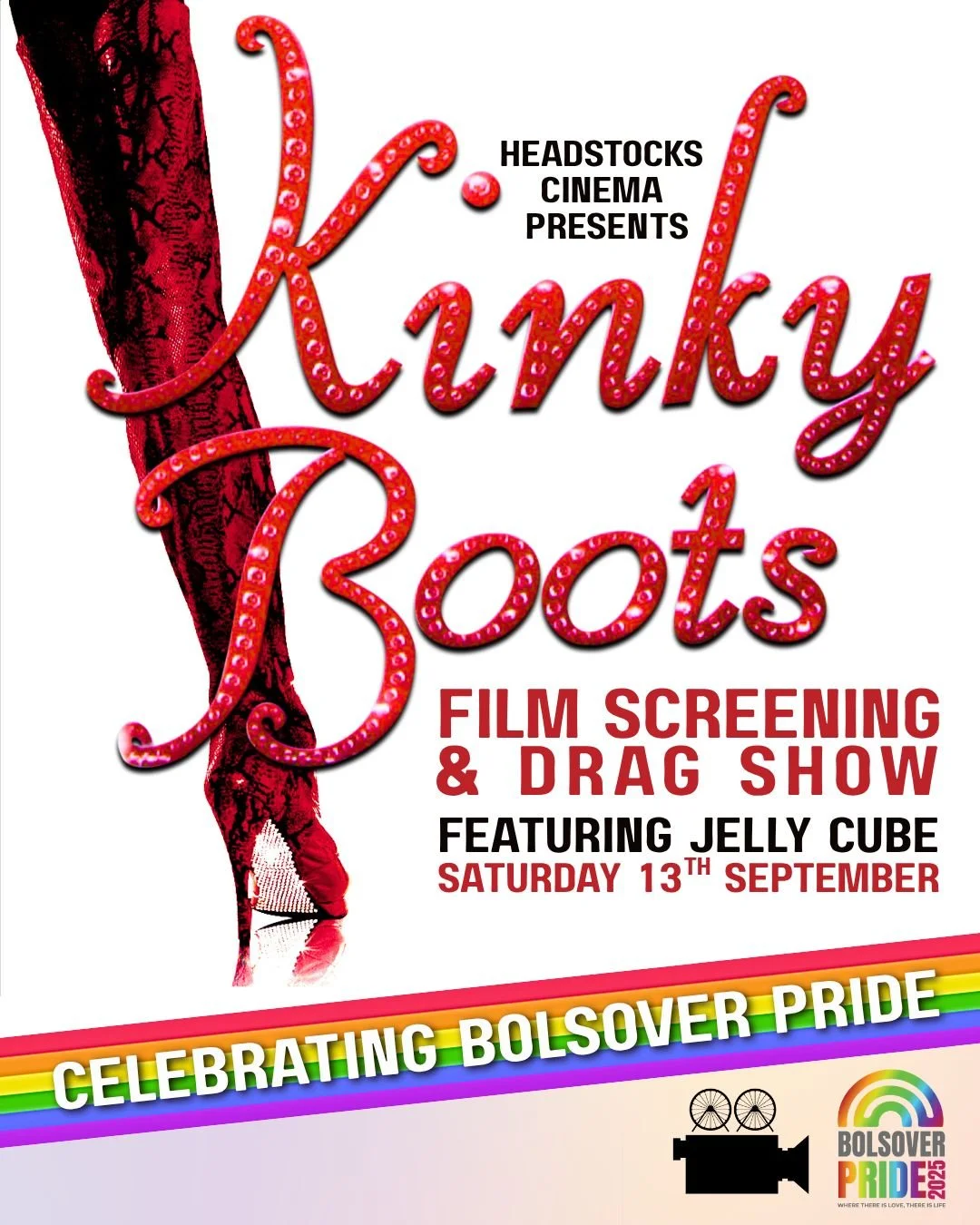 🌈 We'll be continuing the Bolsover Pride celebrations in style...

Join us at Bolsover Assembly Rooms for a glitter-filled evening of fun, film and fabulousness 💃

We're screening the iconic Kinky Boots, a heatwarming tale of heels, hope and unexpe