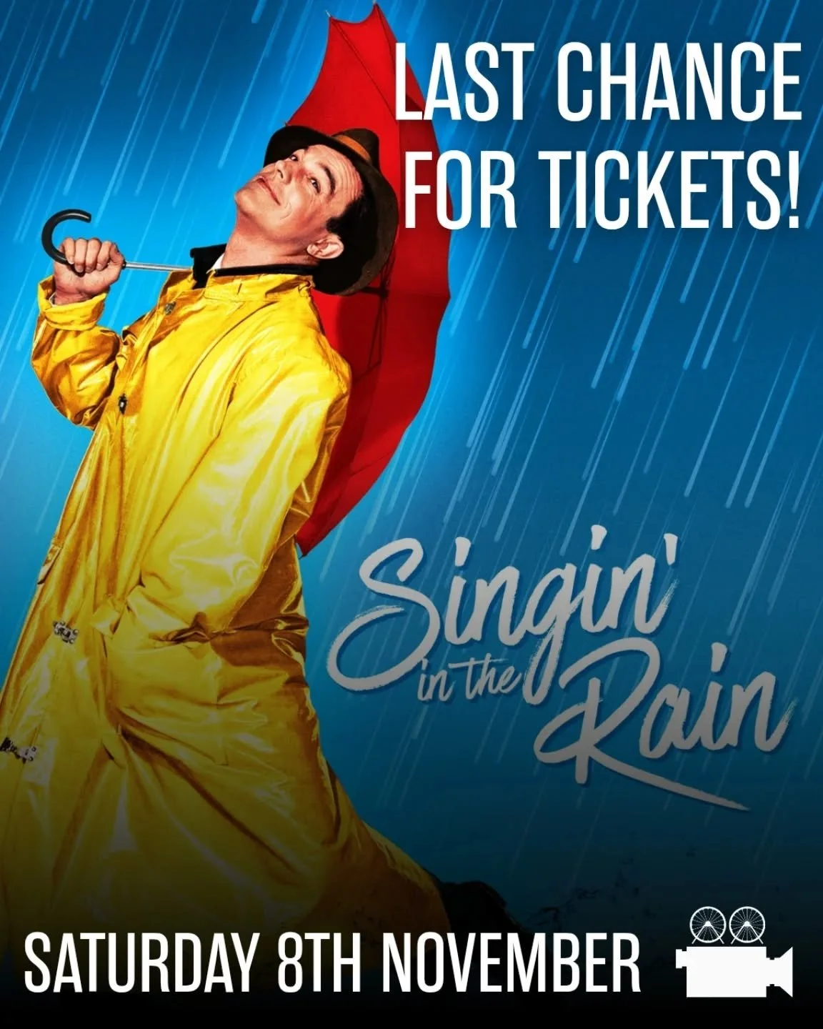 Our Singin' in the Rain event is just around the corner and this is your last chance to grab your tickets! 🎟️

Step back in time to the 50s with us and enjoy live music, delicious food and a cinematic hit straight from the golden age of Hollywood! ?