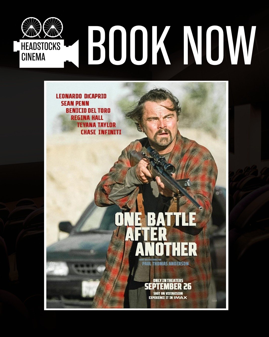 Have you got your tickets for our screening of One Battle After Another yet? 🎟

That's right, we're back bringing cinema to Bolsover for 2026!

Stuck with nothing to do with your Saturday evening? Join Headstocks Cinema for a laid back night out. No