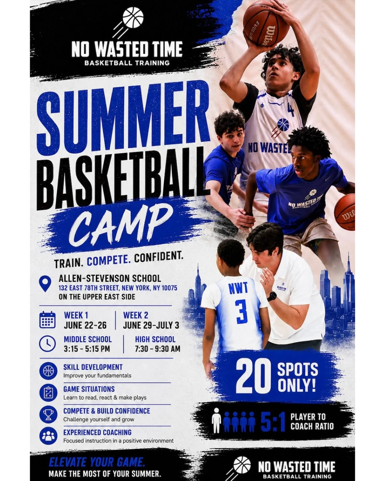 2 Weeks. 
Small Groups. 
Real Development. 

This summer we&rsquo;re bringing serious training to the Upper East Side at Allen-Stevenson School 🏀

📍 Allen-Stevenson School 
📅 Week 1: June 22&ndash;26 
📅 Week 2: June 29&ndash;July 3 

⸻

HIGH SCHO