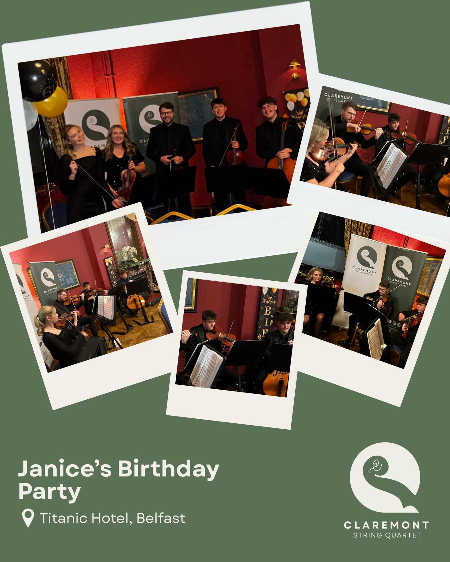 We had a great time playing at Janice&rsquo;s 60th Birthday Party in the beautiful surroundings of the @titanichotelbelfast last week!
It was a pleasure to have our friend Emily join in for a couple of pieces too! Thanks to Emily and Janice for their