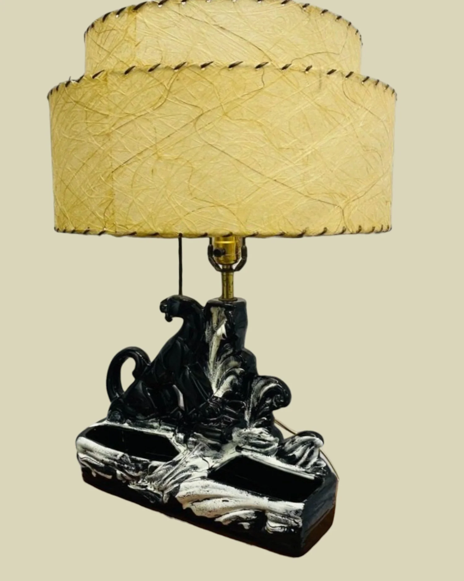 panther MCM TV lamp with original shade — Bold Alley: Vintage 