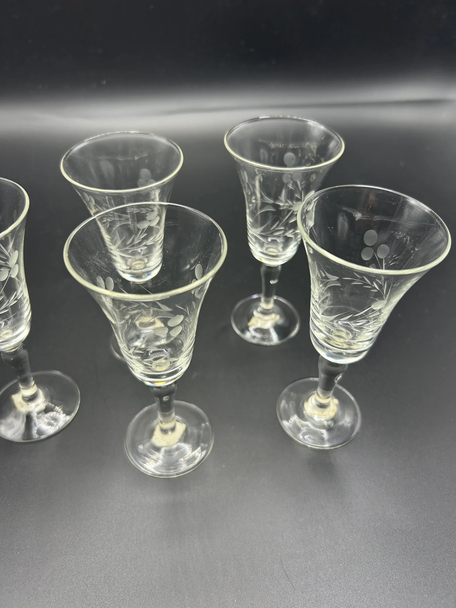 vintage etched cordial or sherry glasses — Bold Alley: Vintage