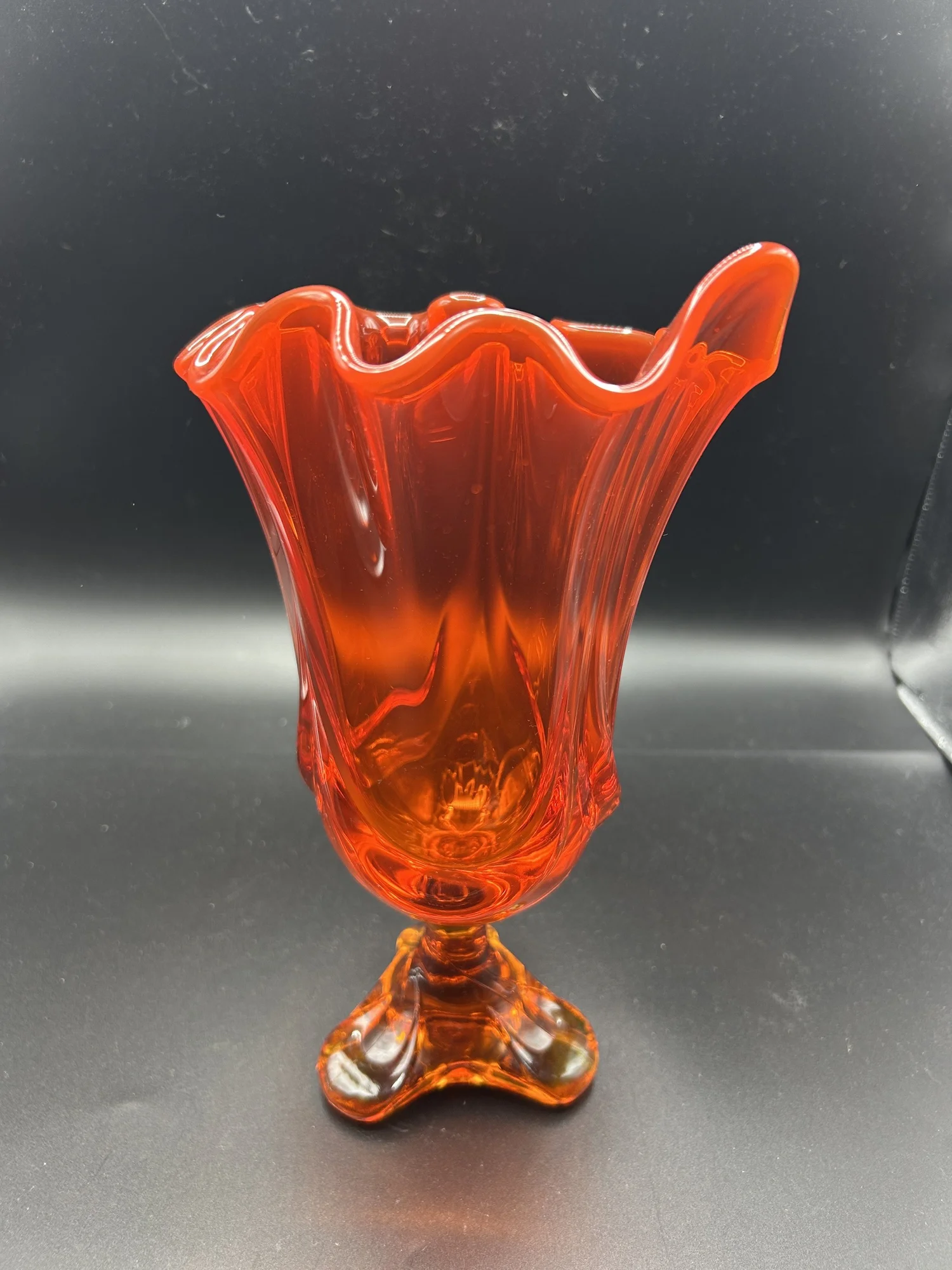 Viking Persimmon Epic draped footed glass vase — Bold Alley