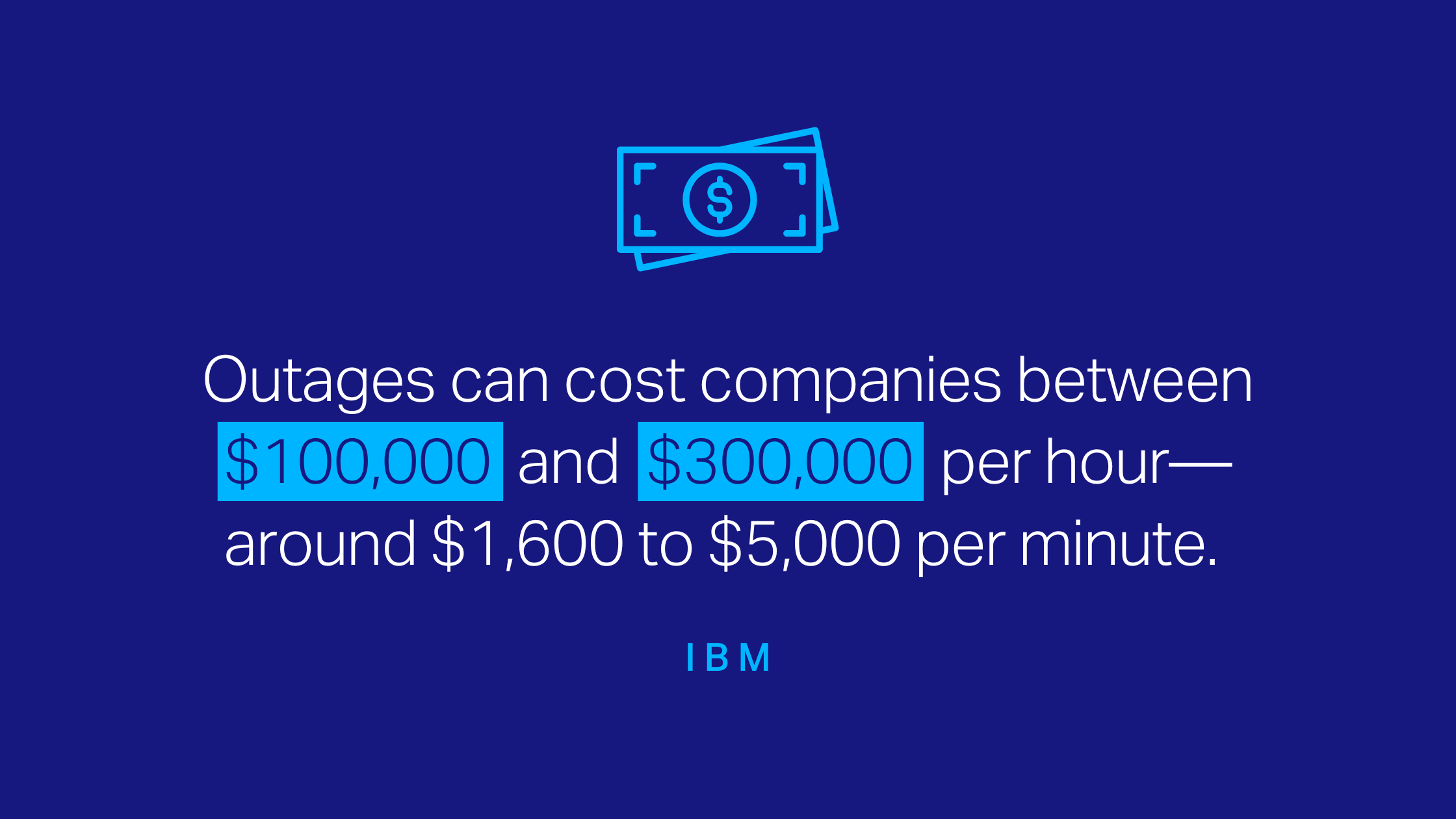 quote from ibm about high cost of outages