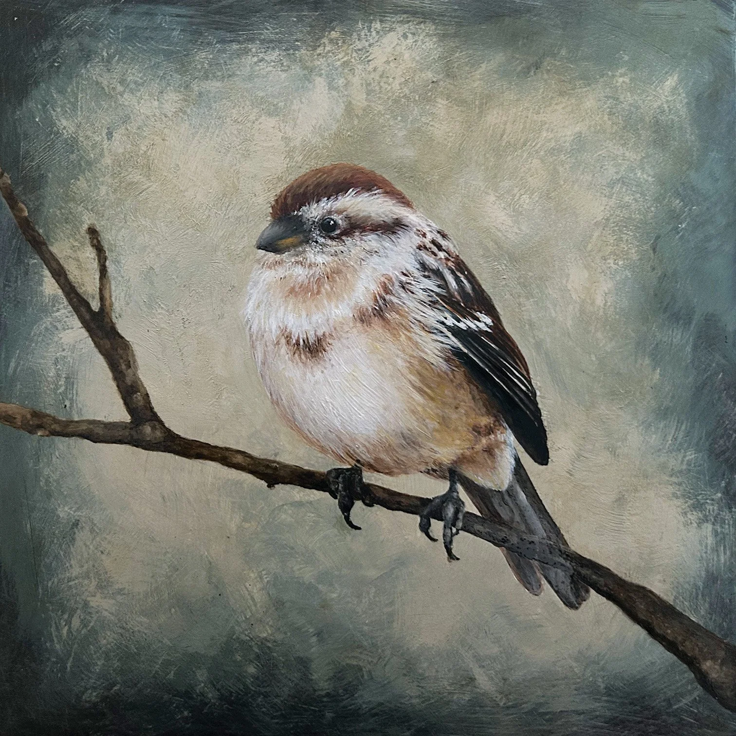 Tree Sparrow, 8x8, Acrylic and Oil on Panel, 2026