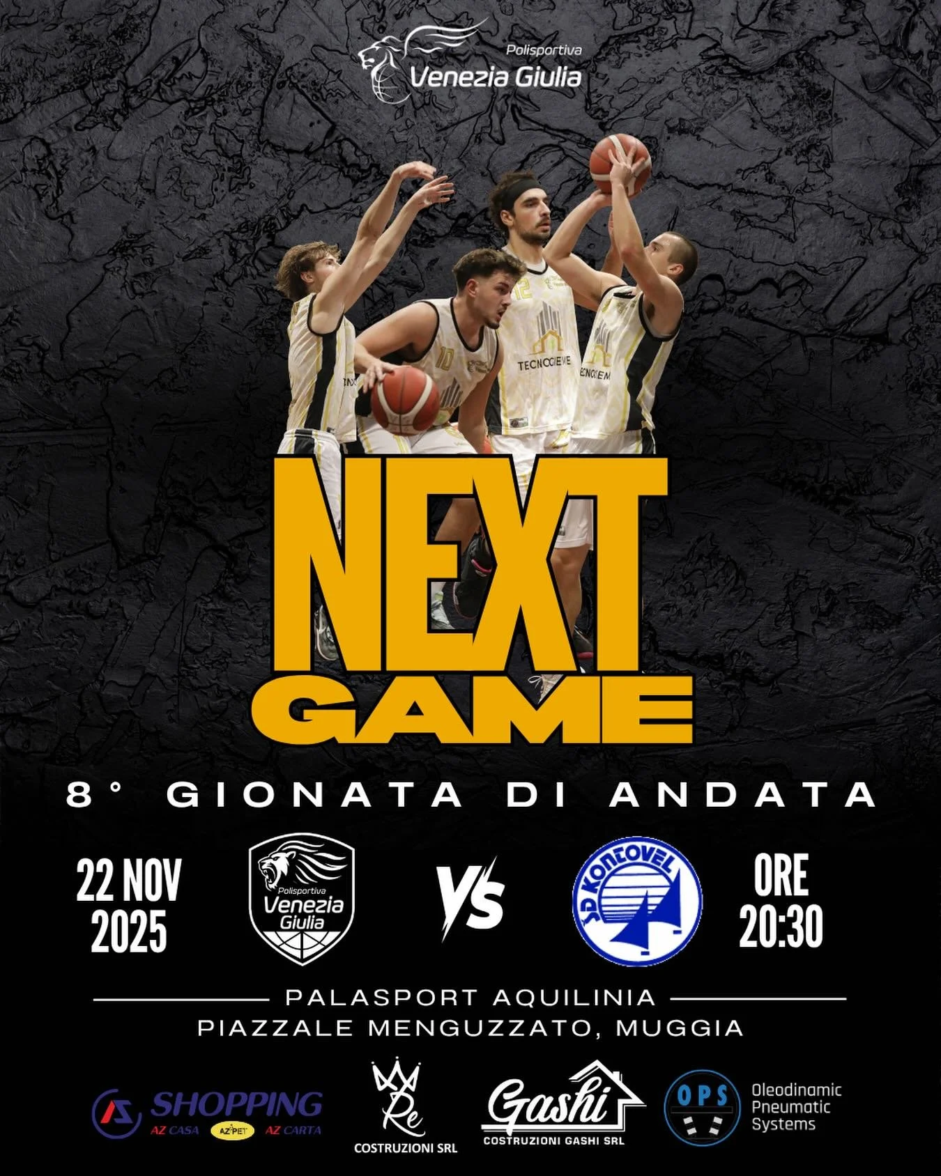 DR1: AL PALAQUILINIA SFIDA D&rsquo;ALTA CLASSIFICA 🏀 

L&rsquo;ottava giornata del girone di andata della DR1 mette contrapposte la Tecnogiemme Venezia Giulia e il Kontovel (sabato 22 novembre, start ore 20:30, PalAquilinia) per quella che si preann