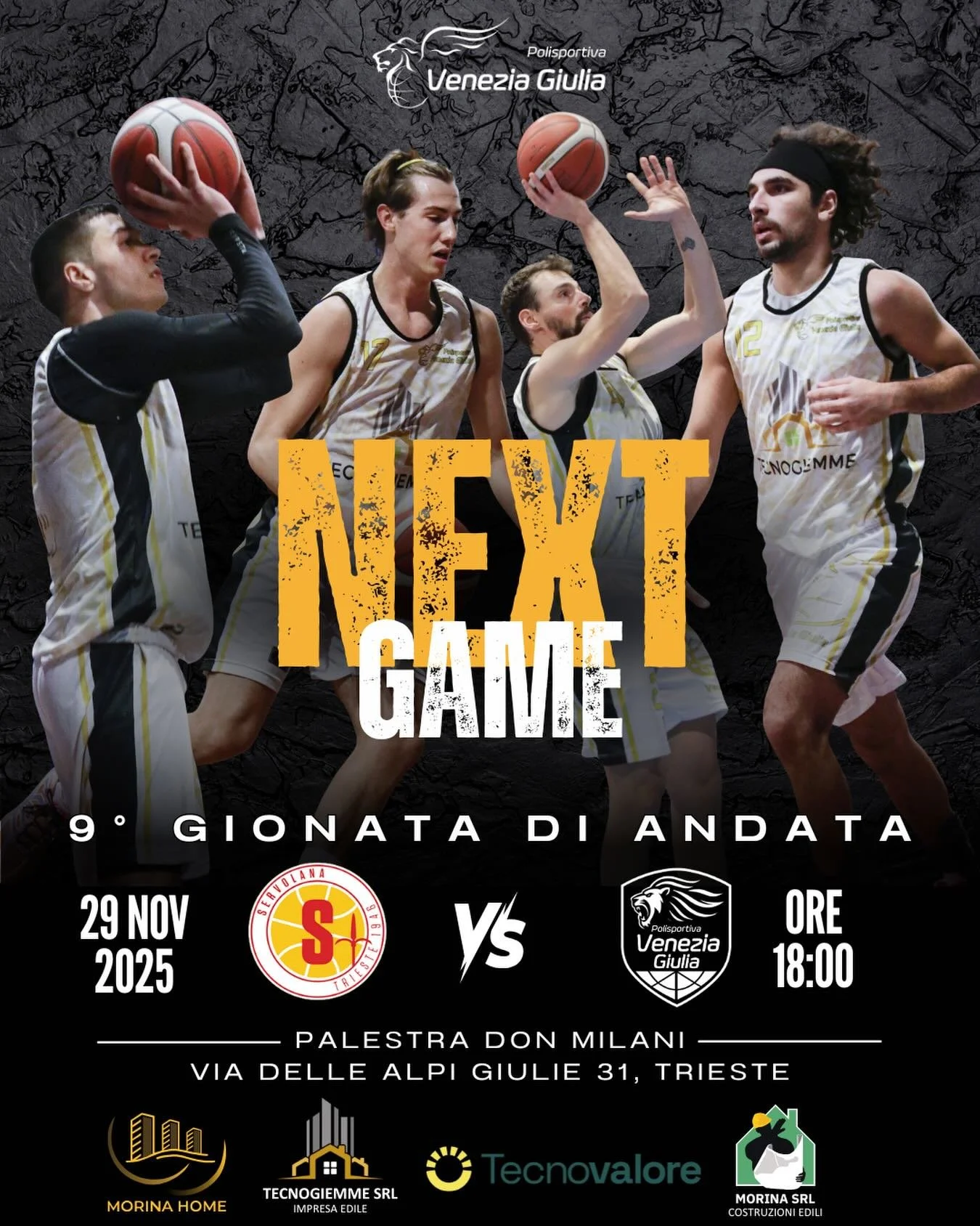 Tecnogiemme Costruzioni Edili attesa dal test contro la Servolana 🏀

Trasferta insidiosa per la Tecnogiemme Costruzioni Edili che domani, sabato 29 novembre (palla a 2 fissata alle ore 18:00; palestra &ldquo;Don Milani&rdquo;) affronter&agrave; la S