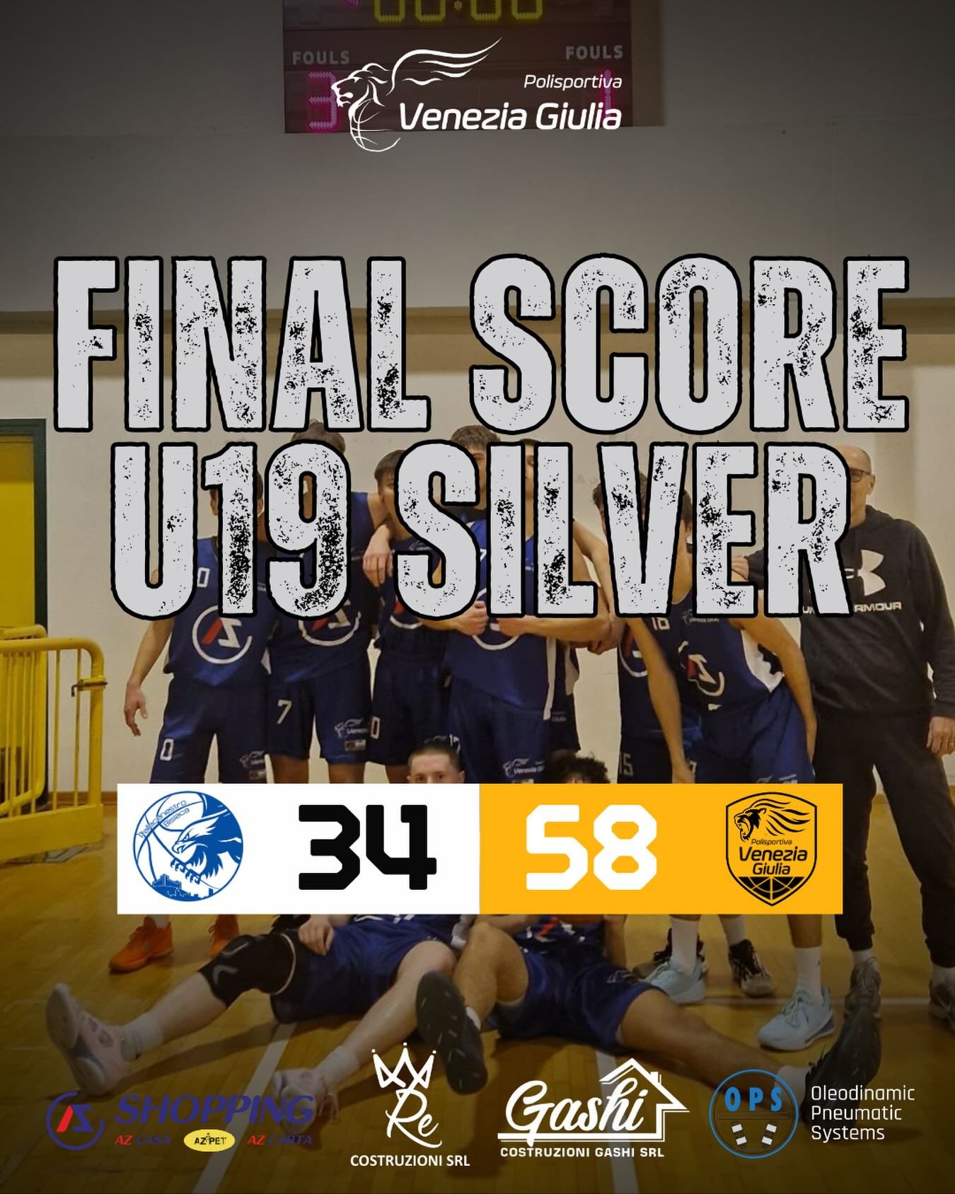 U19 SILVER: RITORNO AL SUCCESSO PER L&rsquo;AZ SHOPPING VENEZIA GIULIA 

PALLACANESTRO BISIACA - AZ SHOPPING VENEZIA GIULIA 34-58

AZ SHOPPING VENEZIA GIULIA: Adamo 14, Mezgez 11, Bossi 10, Roveredo 7, Grga 5, Narduzzi 4, Berdini 4, Alessio 3, Grassi