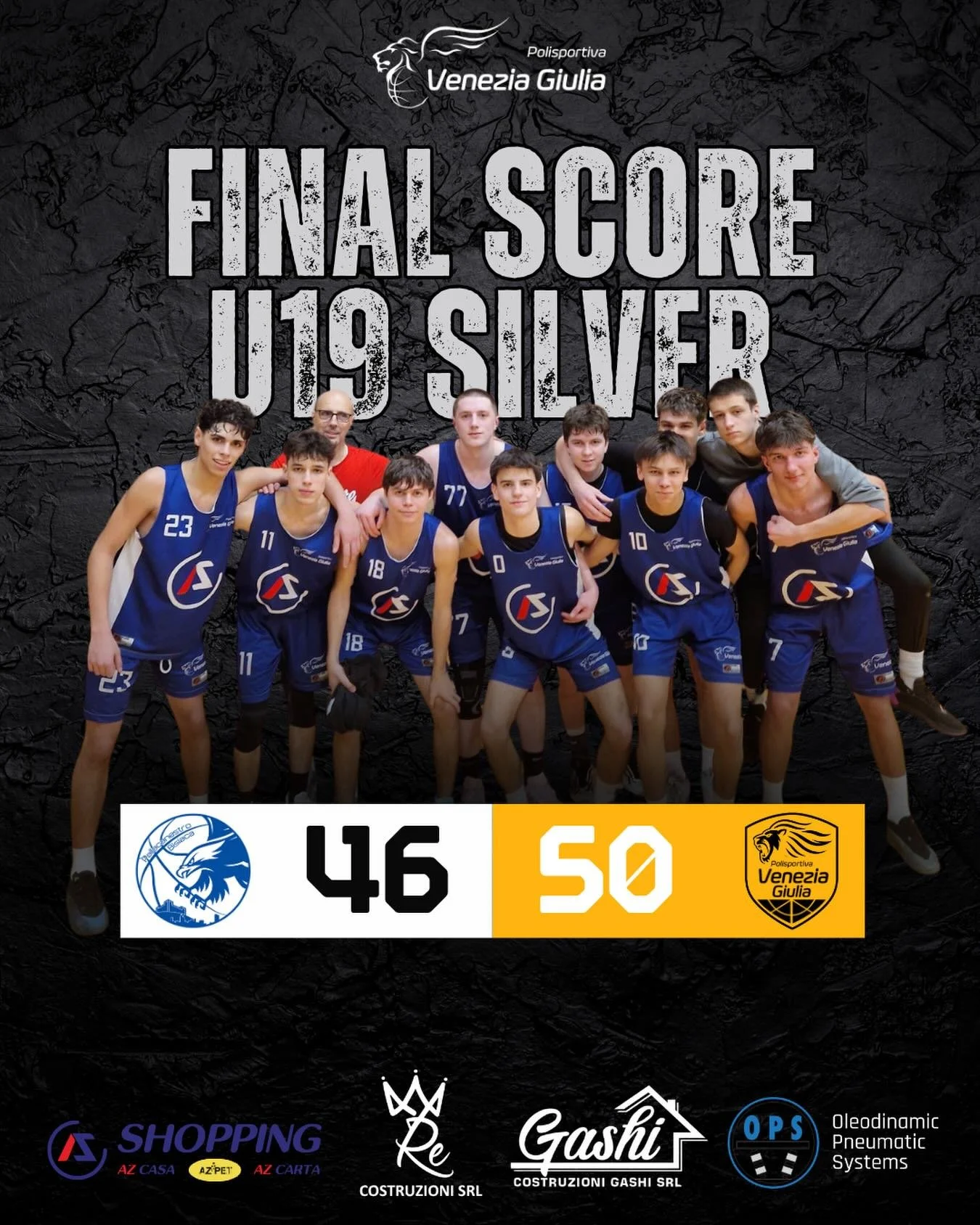 U19 Silver: l&rsquo;ultima di campionato sorride all&rsquo;AZ Shopping Venezia Giulia

Pallacanestro Bisiaca - AZ Shopping Venezia Giulia 46-50 (10-5;11-12;11-6;10-19;4-8)

AZ Shopping Venezia Giulia: Roveredo 21, Bossi 10, Mezgez 7, Alessio 4, Grga 